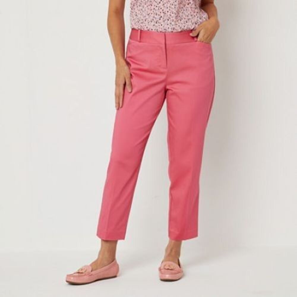 Liz Claiborne Emma Ankle Dress Pants Womens 4 Satin Rose Stretch NEW